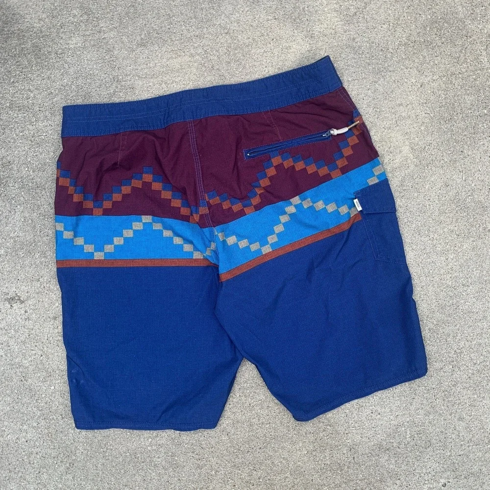 Vans Nathan Fletcher‎ Board Shorts Size 34 Blue Maroon 